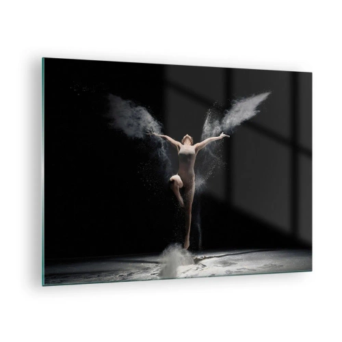 Glass picture - A dancer in clouds of powder against a black background - 70x50cm - Elves Exist - Modern wall decoration for the living room and bedroom ARTTOR