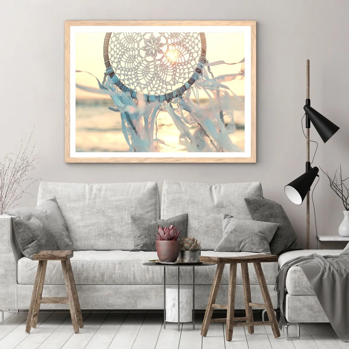 Poster in light oak frame - Lace Totem - 91x61 cm