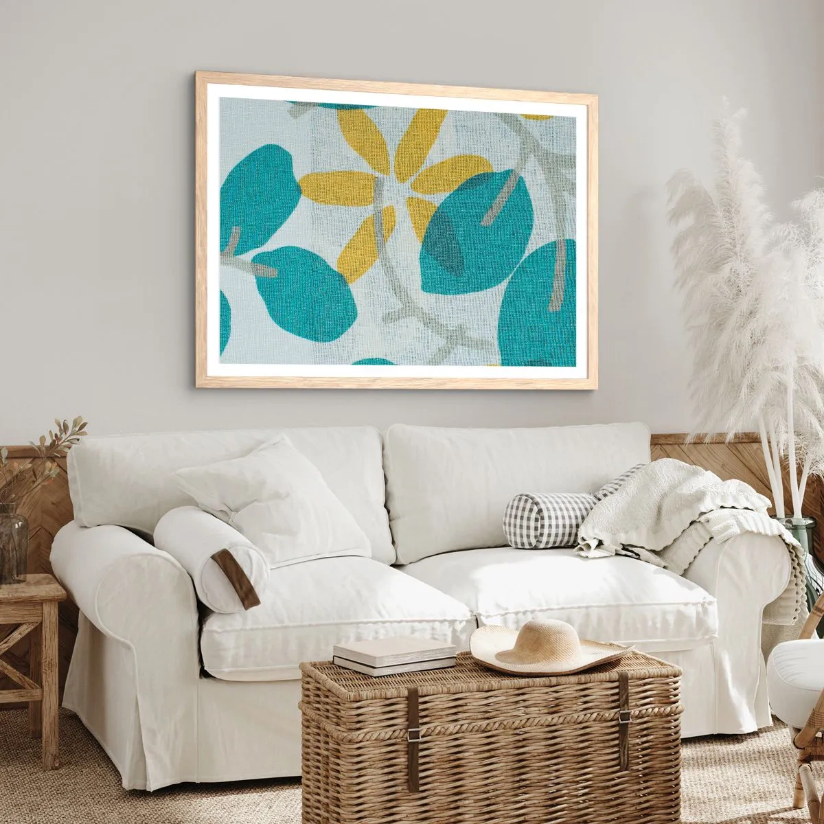 Poster in light oak frame - Among Azure Leaves - 50x40 cm