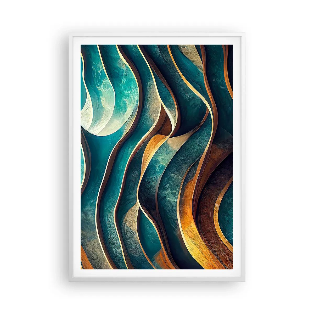 Poster in white frmae - Meanderings of Blue - 70x100 cm