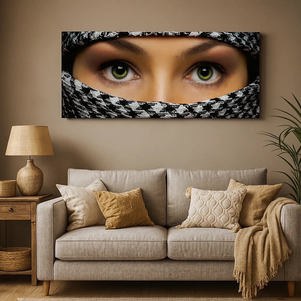 Canvas picture - Portrait of Head-scarfed Beauty - 30x30 cm