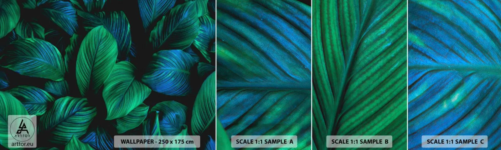 Photo Wallpaper Sample Standard Eco - In a Green Crowd - Green leaves, Tropical Plant, Nature - 100x30 cm