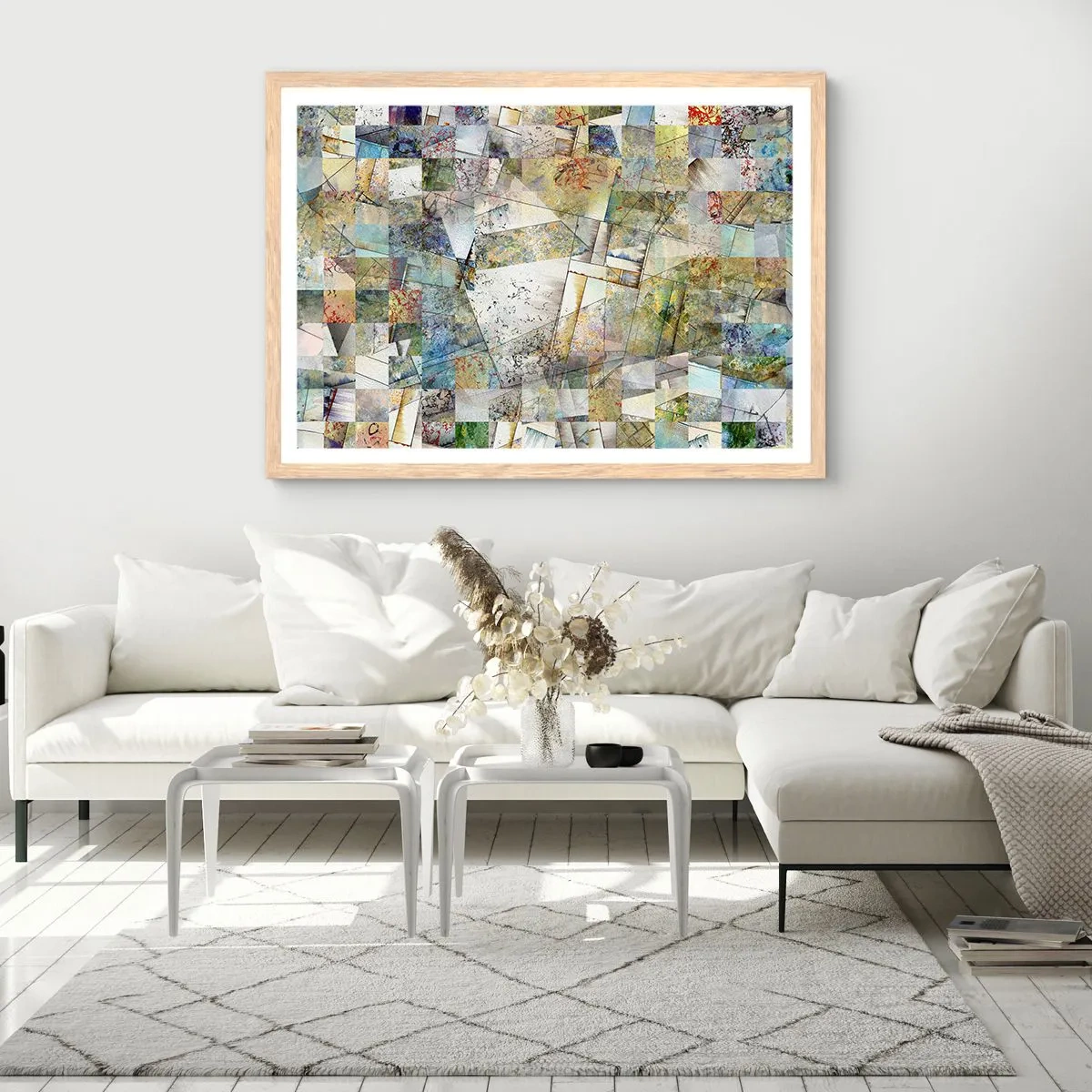 Poster in light oak frame - Geometric Reshuffling - 100x70 cm