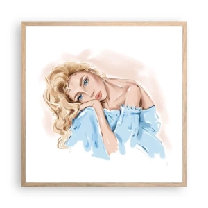 Poster in light oak frame - Dreamy in Blue - 60x60 cm