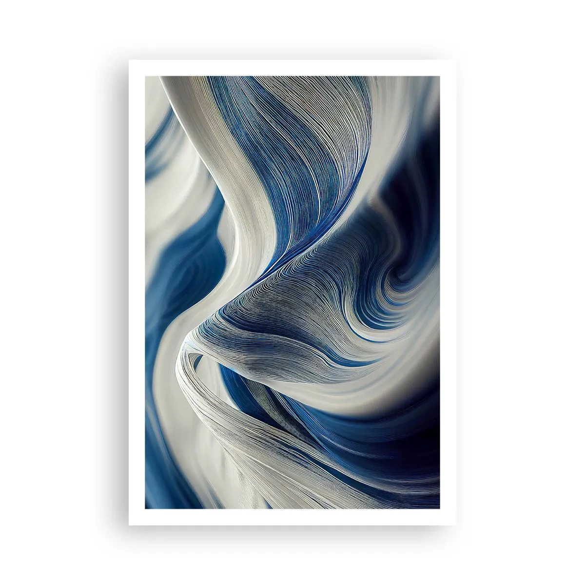 Poster - Fluidity of Blue and White - 70x100 cm