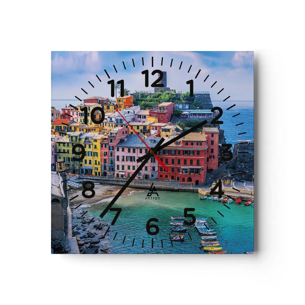 Wall clock - Clock on glass - Magical Mediterranean Town - 30x30 cm