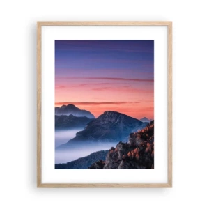 Poster in light oak frame - Over the Valleys - 40x50 cm