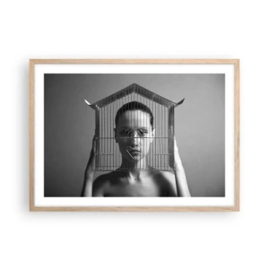 Poster in light oak frame - A Bit Surrealistic Portrat - 70x50 cm