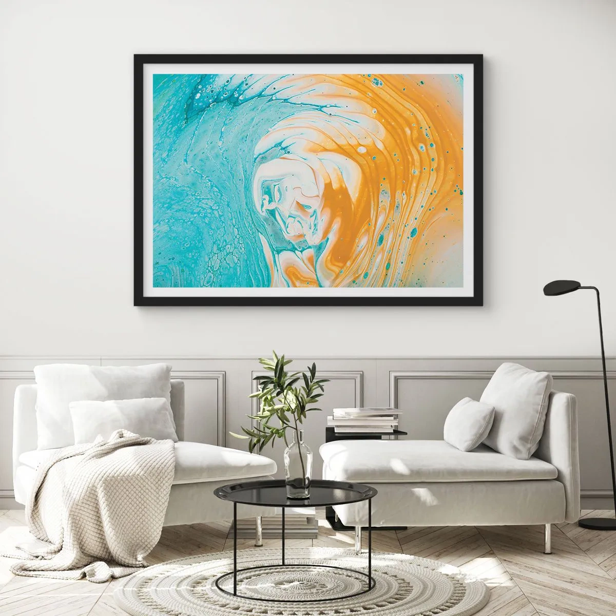 Poster in black frame - Pastel Swirl - 100x70 cm
