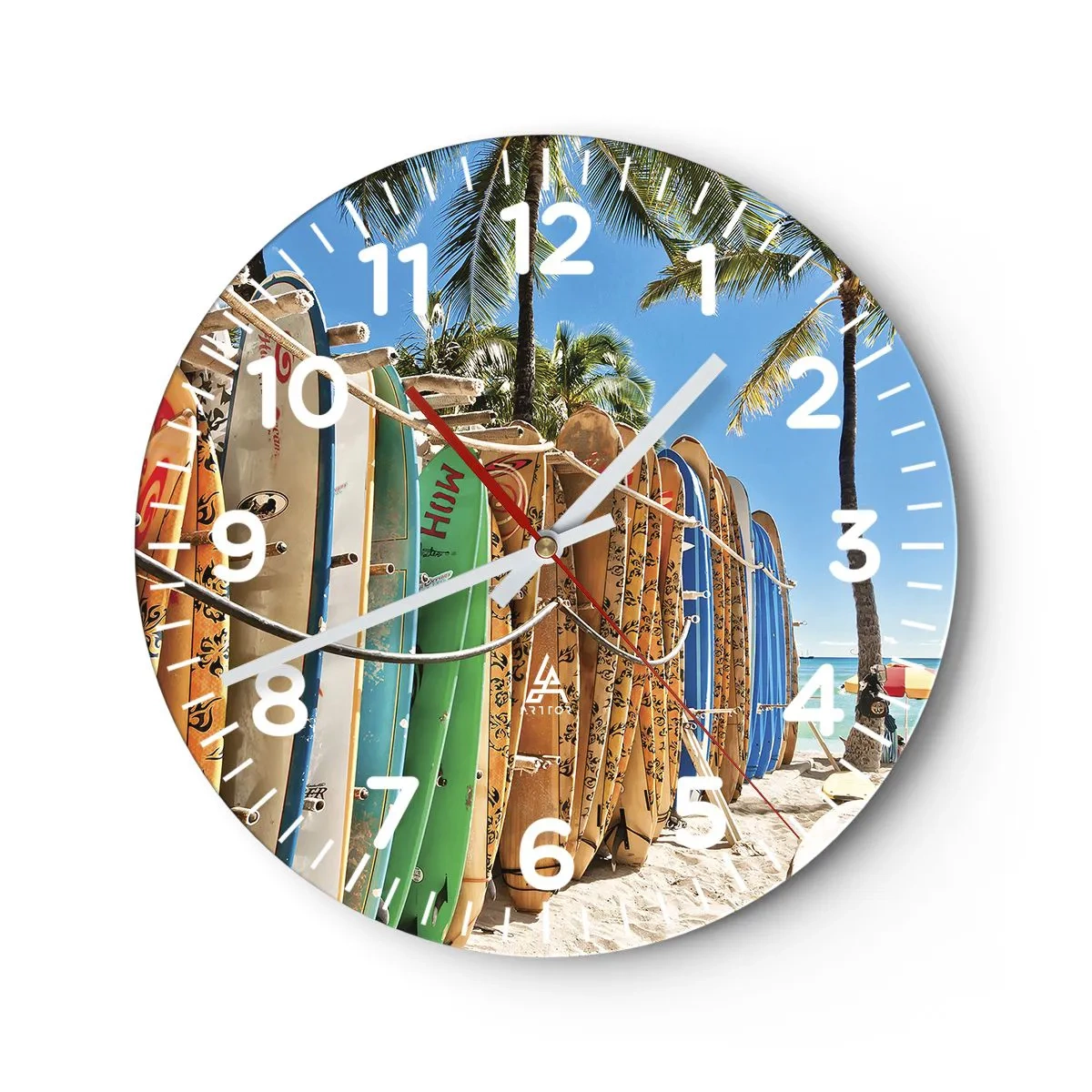 Wall clock - Clock on glass - Sunny Fun - 40x40 cm