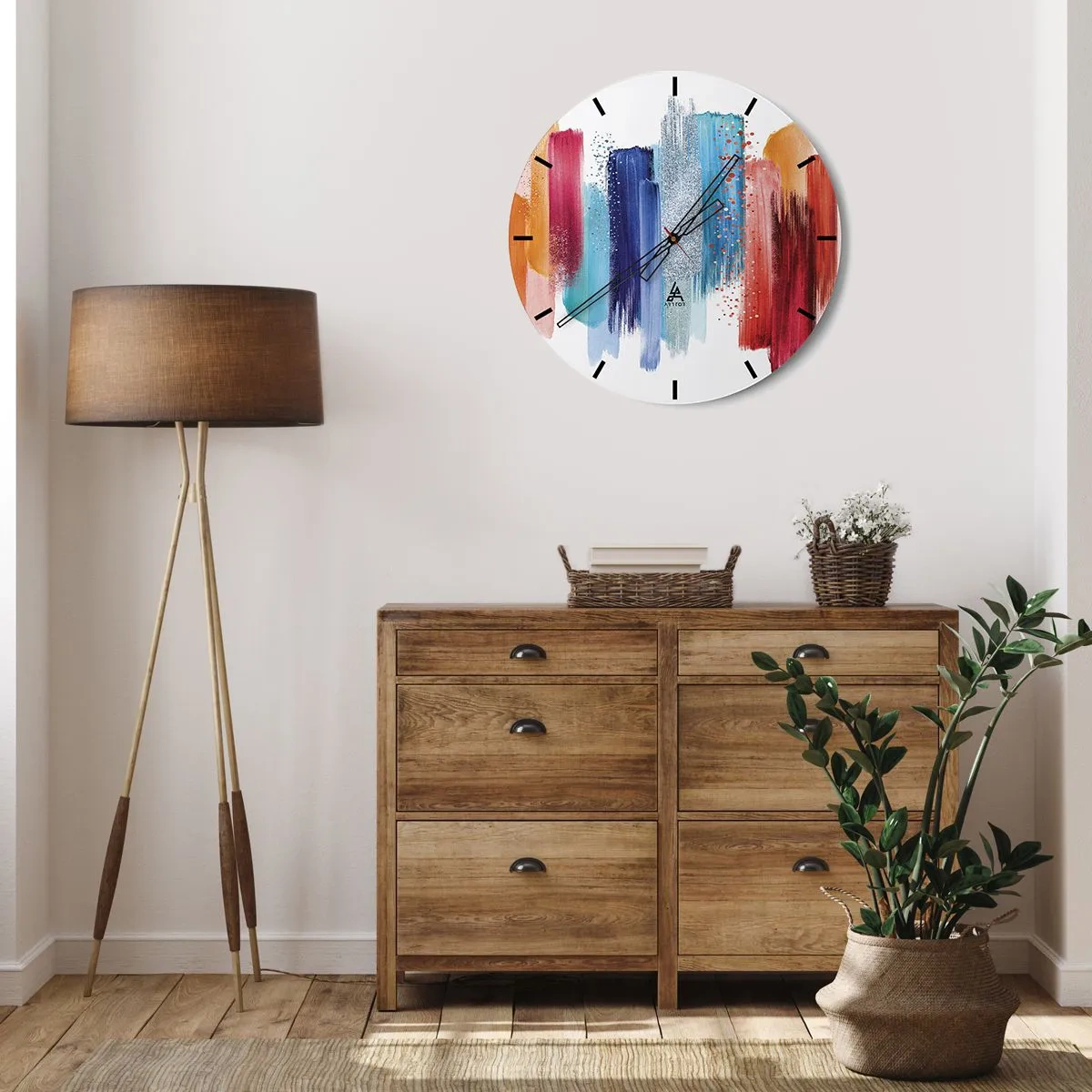 Wall clock - Clock on glass - Up and Down - 30x30 cm