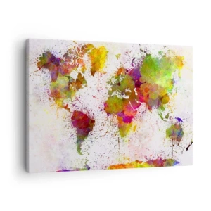 Canvas picture - A colorful world map in an abstract style - 70x50cm - That's What It Is - Modern wall decoration for the living room and bedroom ARTTOR