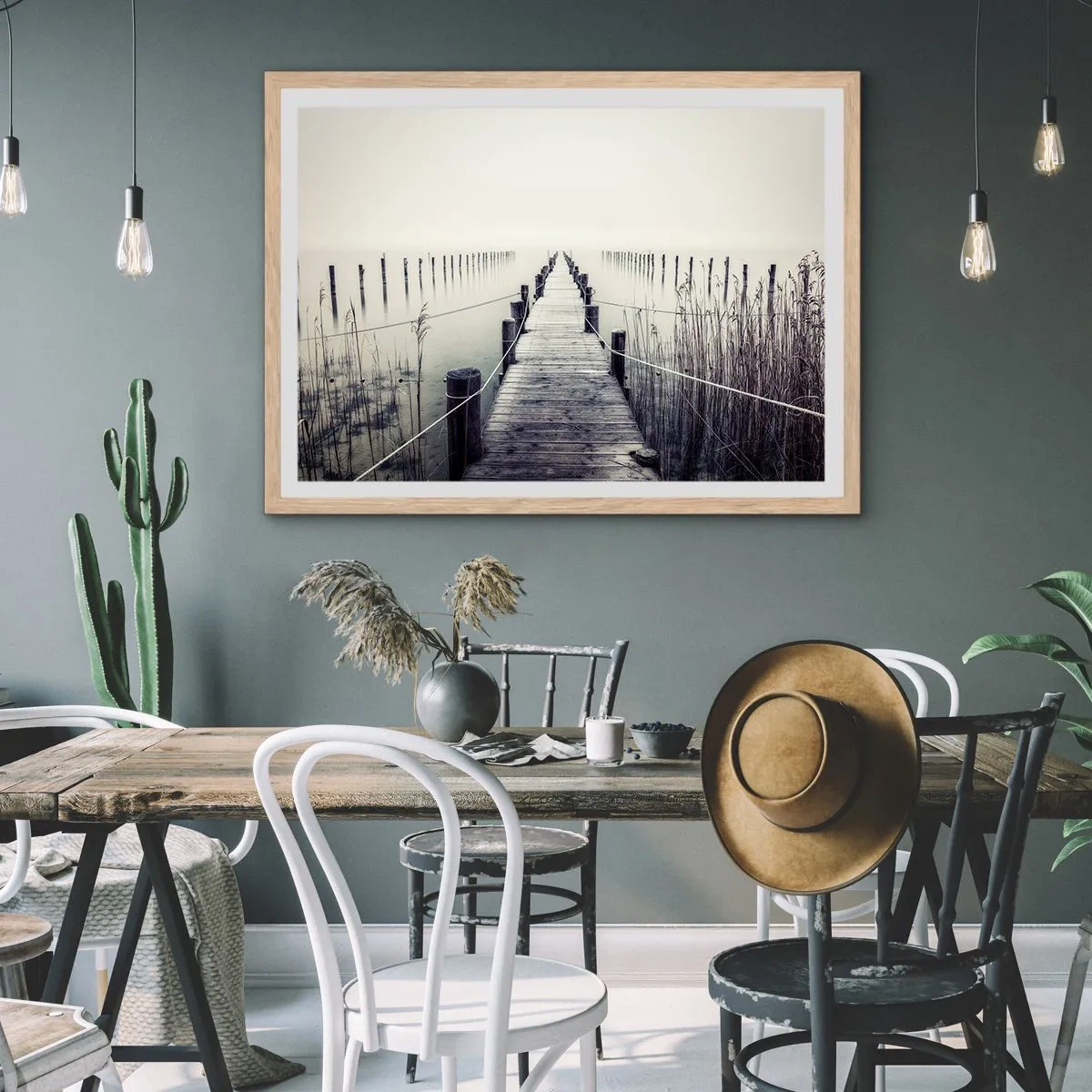 Poster in light oak frame - Immerse Yourself in Peace - 40x30 cm