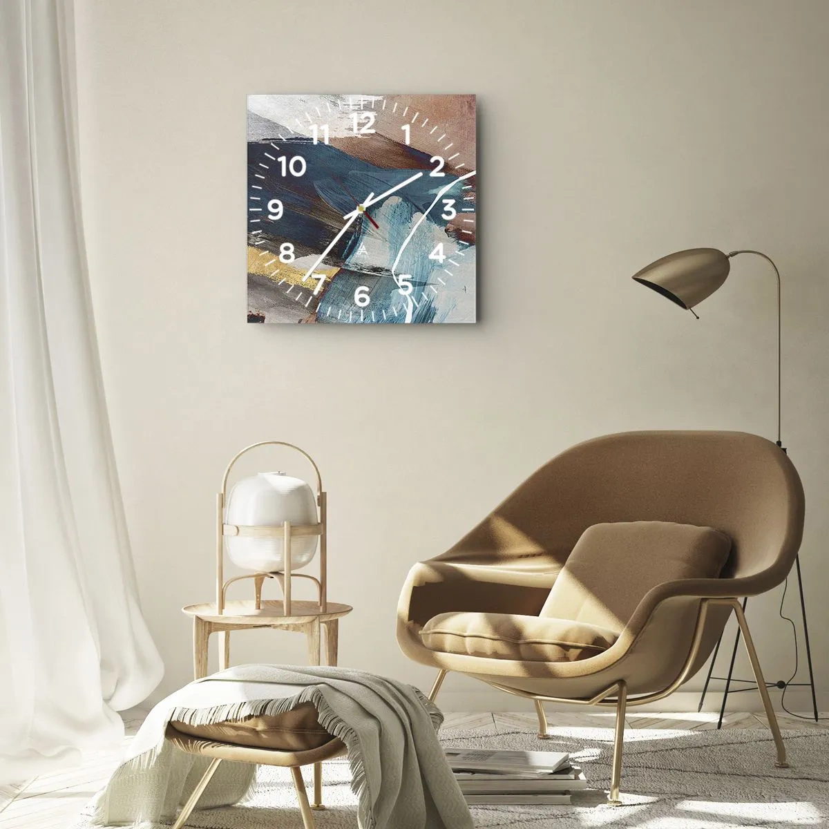 Wall clock - Clock on glass - With Panache and Energy - 30x30 cm