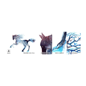 Photo Wallpaper Sample Self-Adhesive Deluxe Sticker - As If Forest Moved - Abstraction, Horse, Animals - 100x30 cm