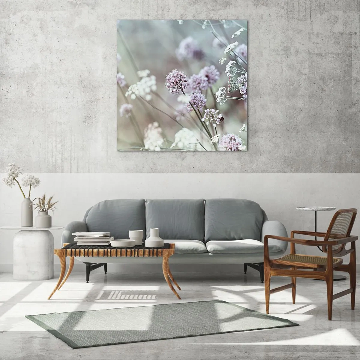 Glass picture - Sweet Filigrees of Herbs - 30x30 cm