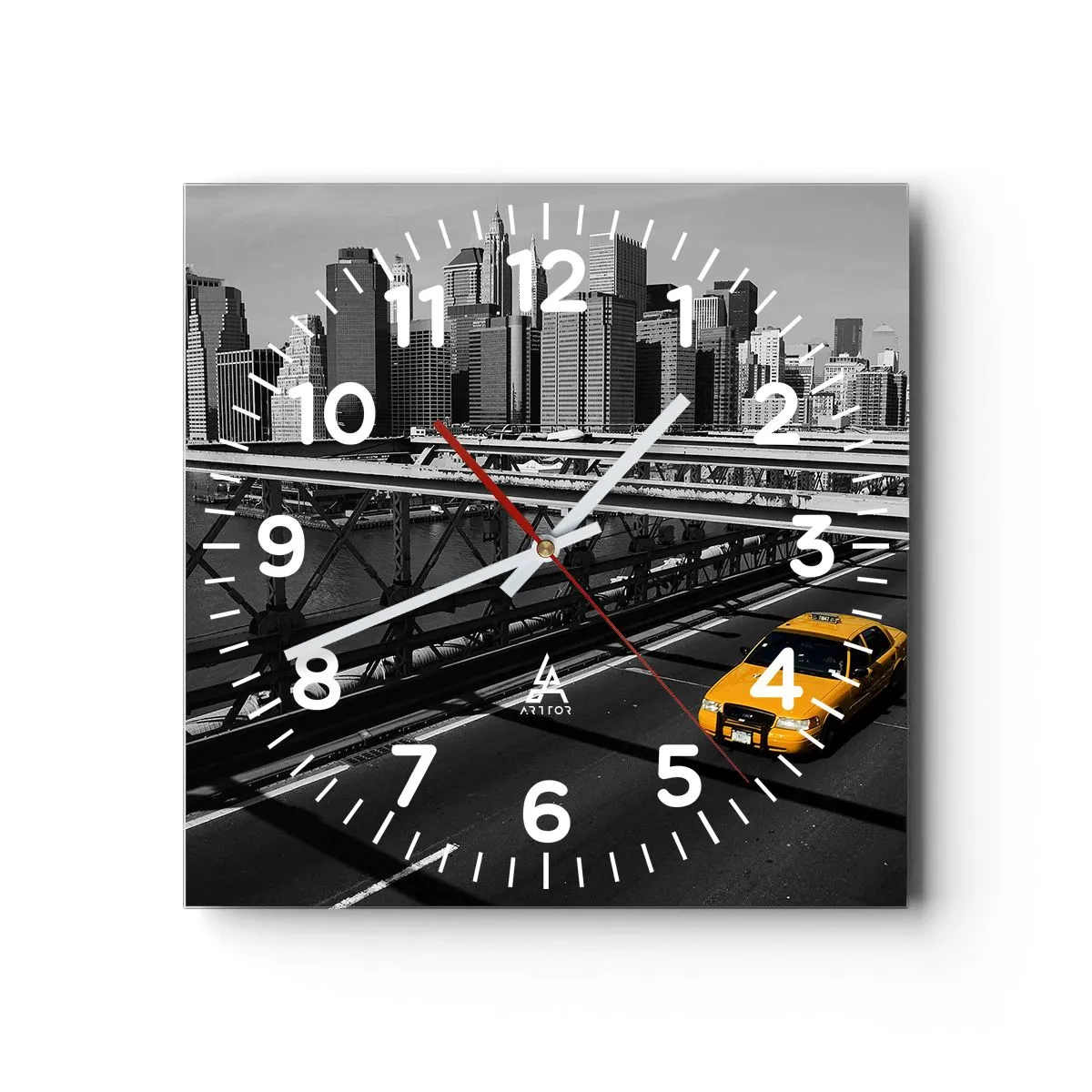 Wall clock - Clock on glass - Colour of a Big City - 40x40 cm