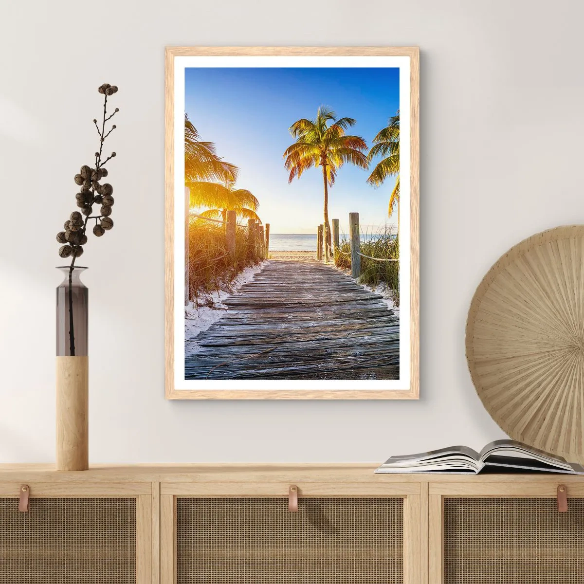 Poster in light oak frame - Straight to Paradise - 30x40 cm