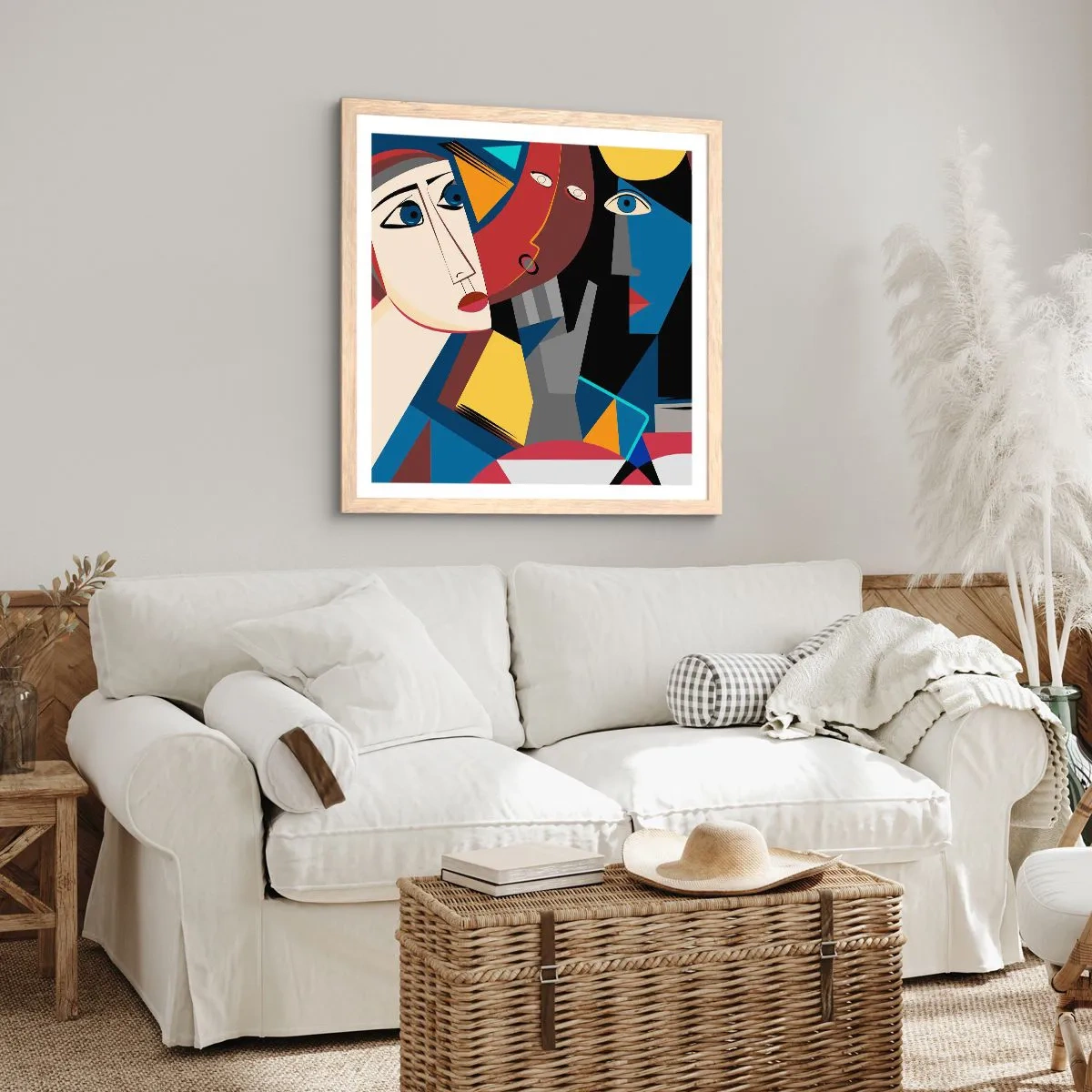 Poster in light oak frame - Conversation of Cubists - 30x30 cm