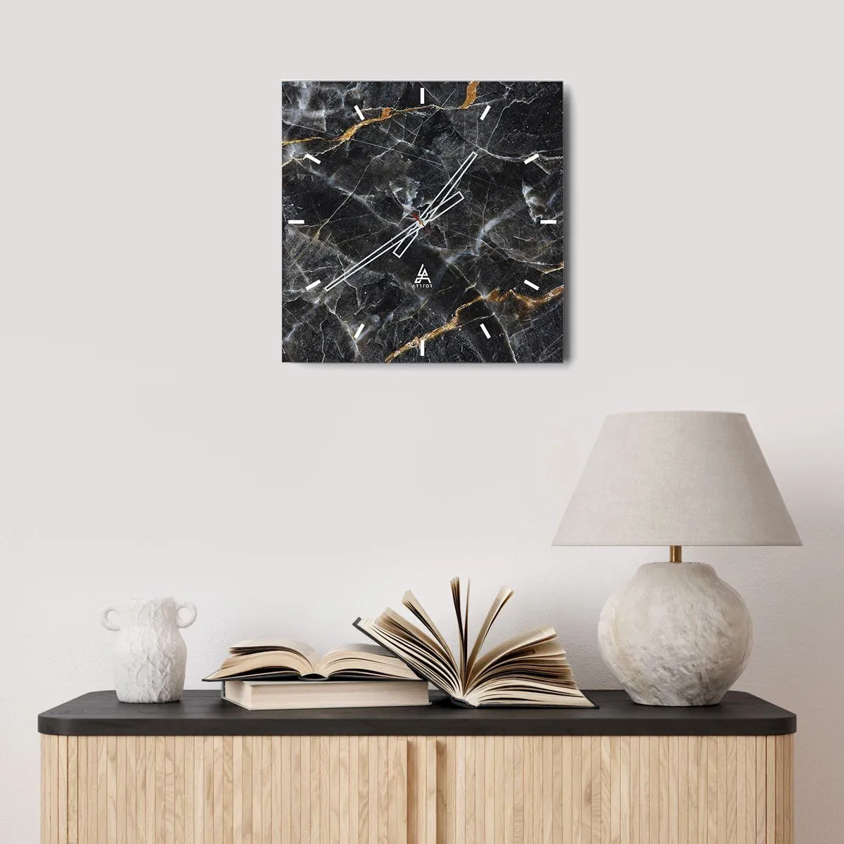 Wall clock - Clock on glass - Interior Life of a Stone - 40x40 cm