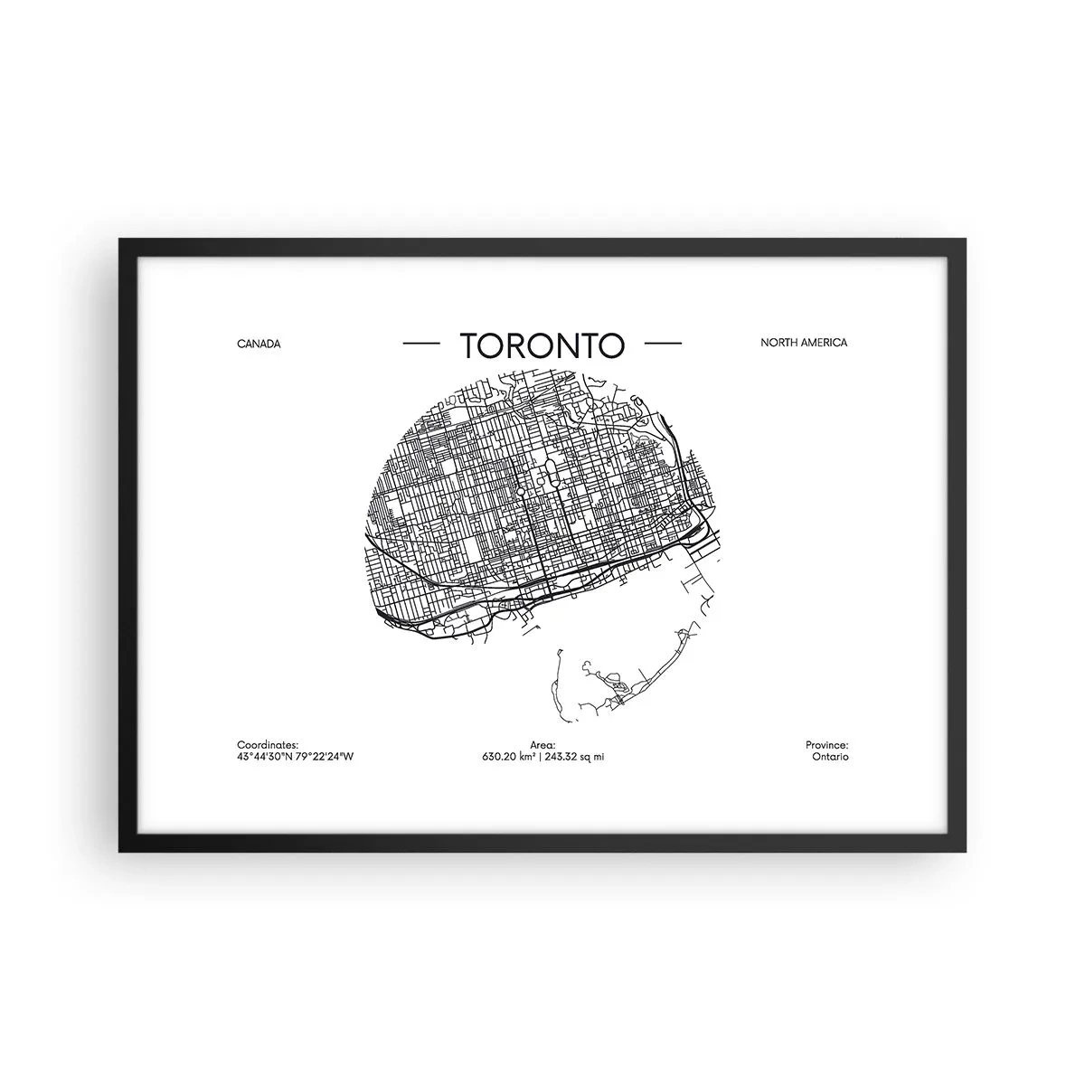 Poster in black frame - Anatomy of Toronto - 70x50 cm