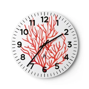 Wall clock - Clock on glass - Coral Filigree - 40x40 cm