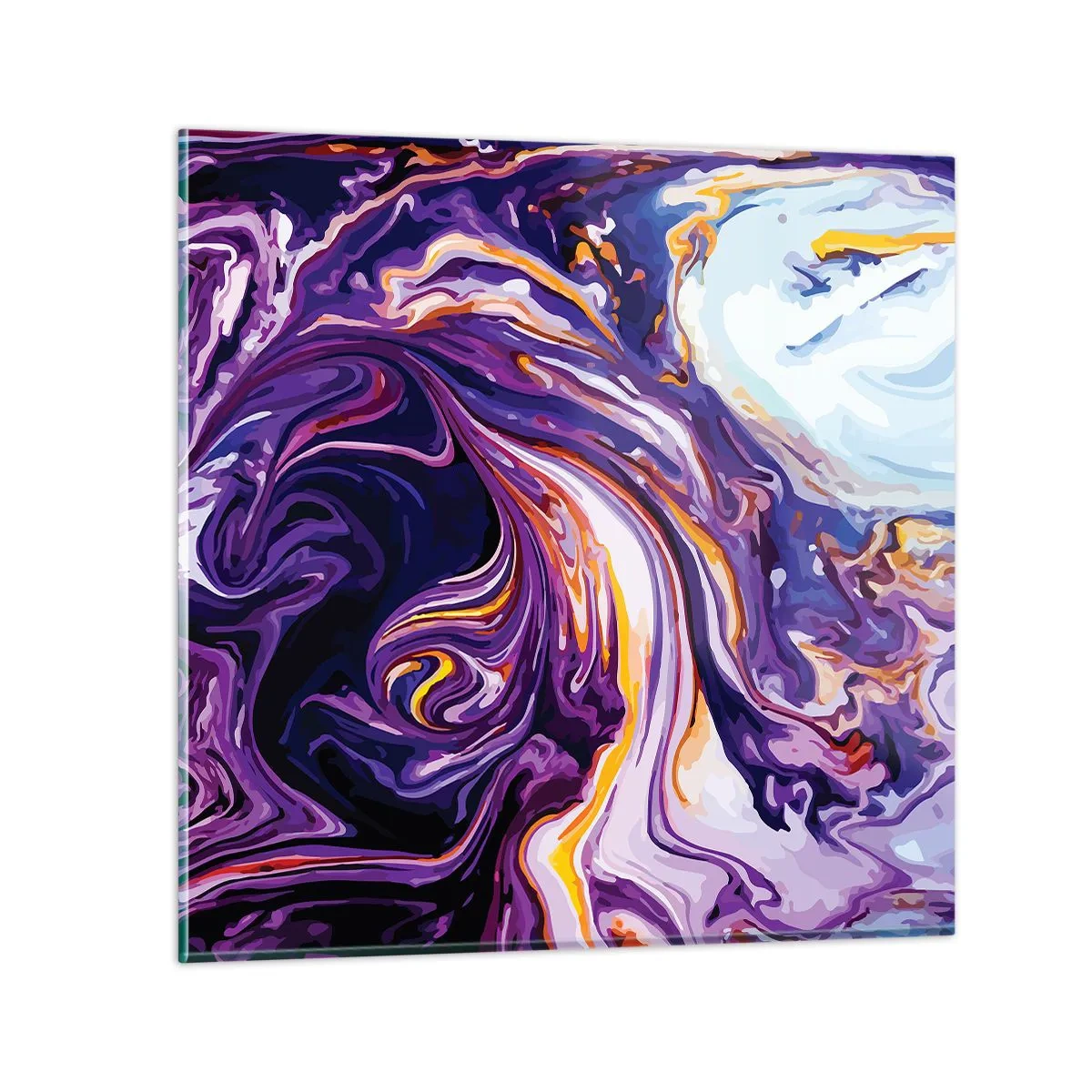 Glass picture - Bending of Space in Purple - 50x50 cm