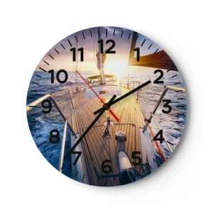 Wall clock - Clock on glass - Running on Waves - 30x30 cm