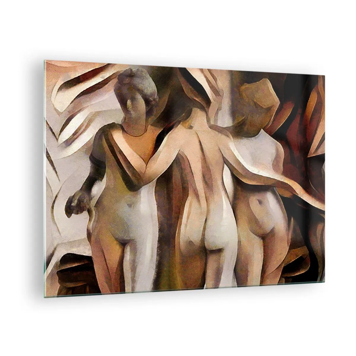 Glass picture - Abstract composition with three figures - 70x50cm - Three Graces 2.0 - Modern wall decoration for the living room and bedroom ARTTOR