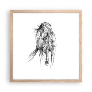 Poster in light oak frame - In a Graceful Trot - 40x40 cm