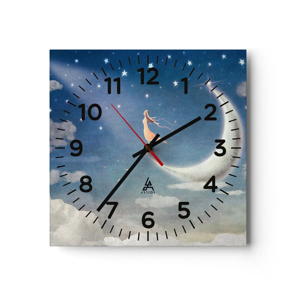 Wall clock - Clock on glass - Blue Suitor - 40x40 cm