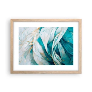 Poster in light oak frame - Blue Abstract with a Golden Motif - 40x30 cm