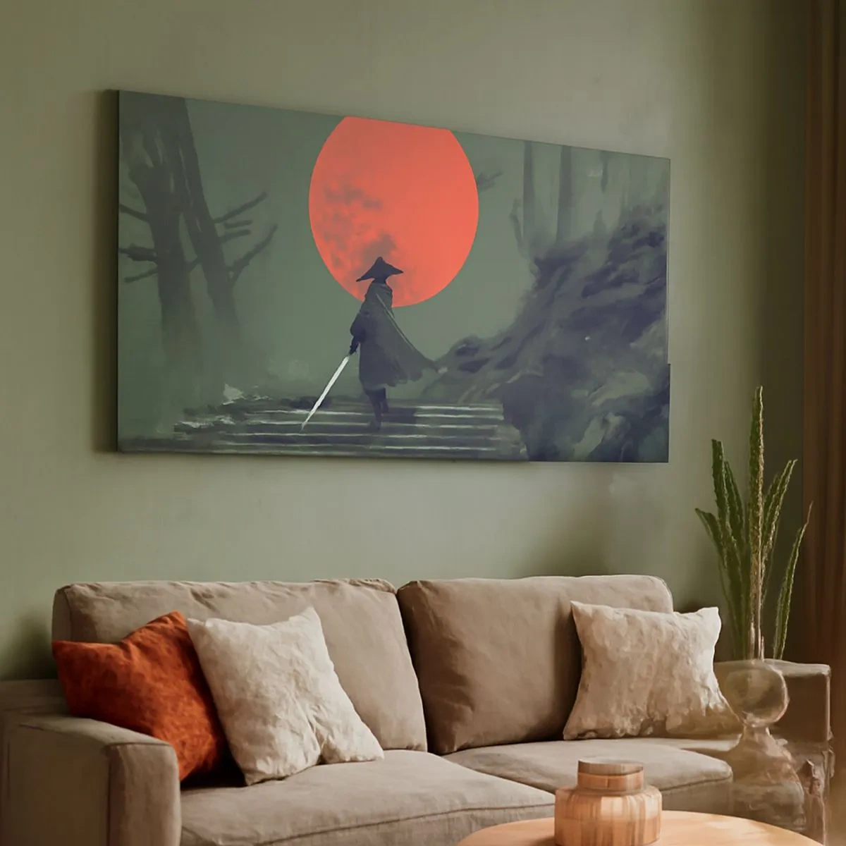 Canvas picture - Red Moon Warrior - 100x40 cm