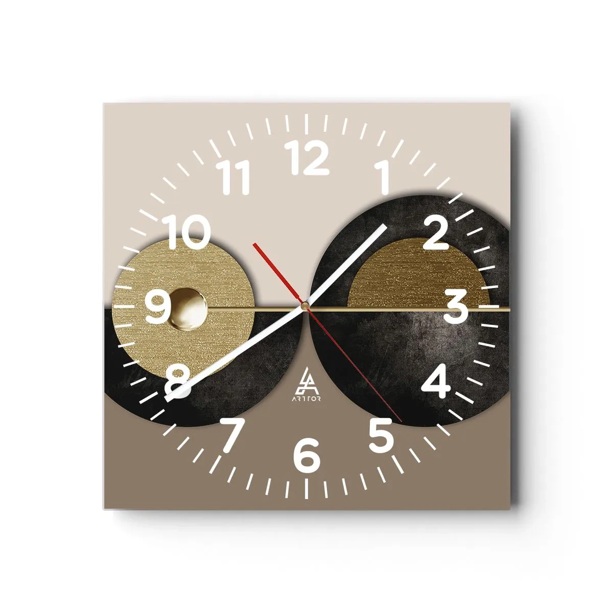 Wall clock - Clock on glass - Variations on Wheel - 40x40 cm