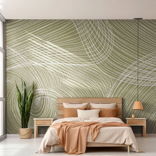 Photo Wallpaper Standard Eco - Intricate Abstract in White - Boho, Minimalism, Piece - 200x140 cm