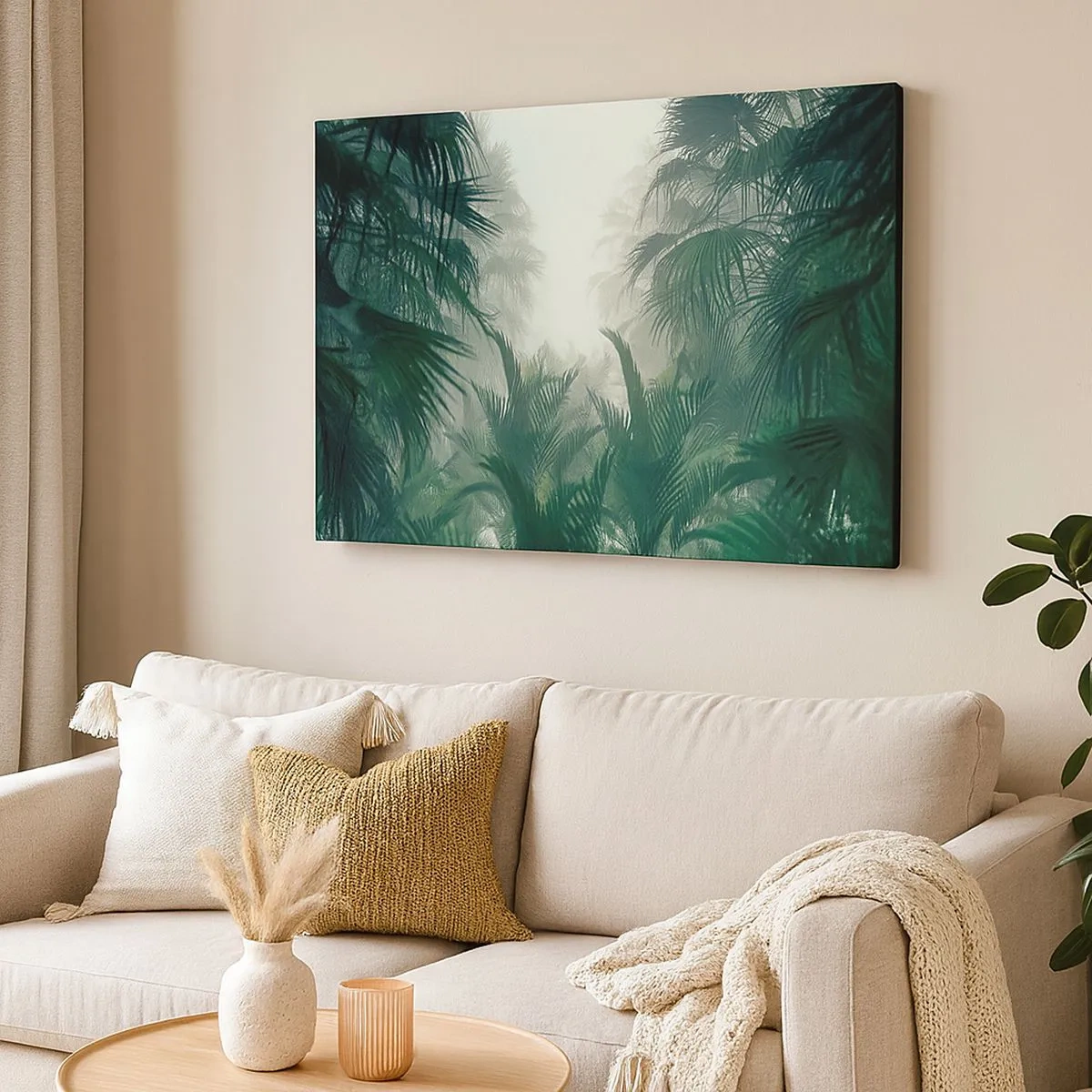 Canvas picture - Tropical vegetation in dense rainforest fog - 70x50cm - Tropical Secret - Modern wall decoration for the living room and bedroom ARTTOR