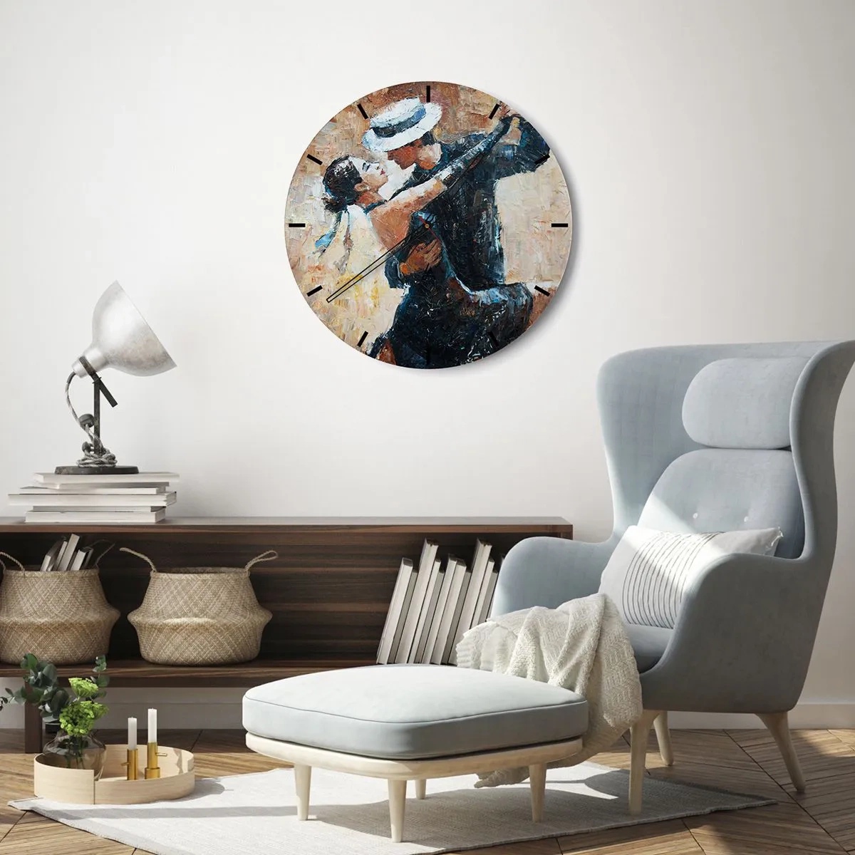 Wall clock - Clock on glass - Rudolf Valentino Style - 30x30 cm