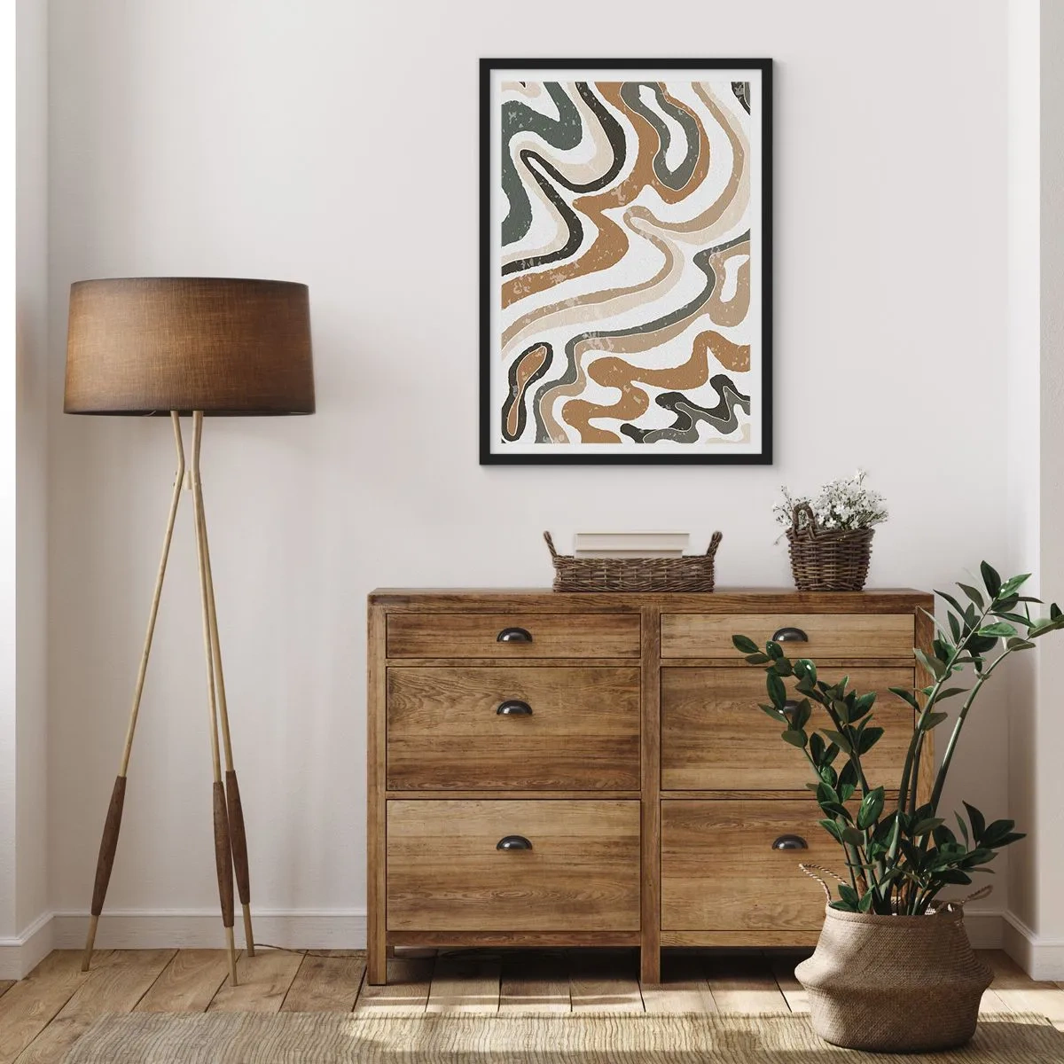 Poster in black frame - Meanders of Earth Colours - 61x91 cm