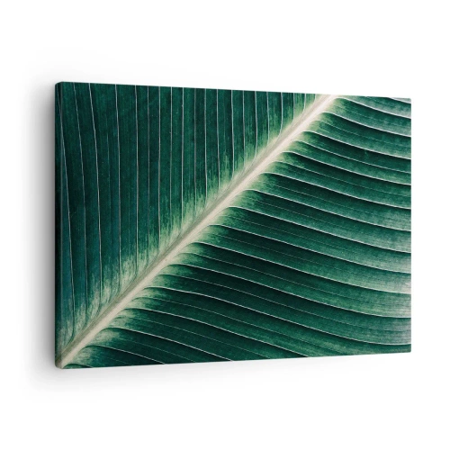 Canvas picture - Close-up of the structure of a green leaf - 70x50cm - Rhythm of Nature - Modern wall decoration for the living room and bedroom ARTTOR