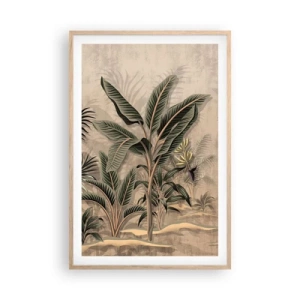 Poster in light oak frame - Engraving in Colonial Style - 61x91 cm