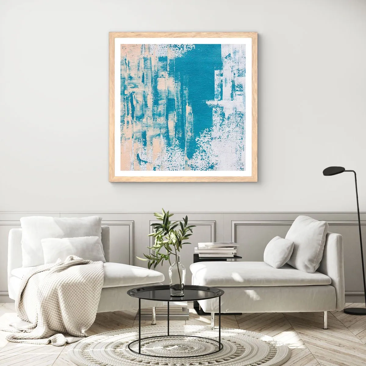 Poster in light oak frame - Through an Icicle - 60x60 cm