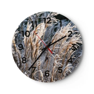 Wall clock - Clock on glass - Decorated with Frost - 30x30 cm