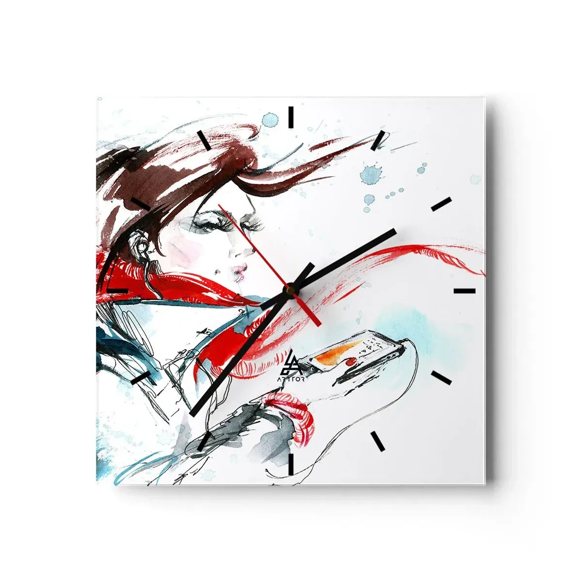 Wall clock - Clock on glass - I Can't Hear the Music - 30x30 cm