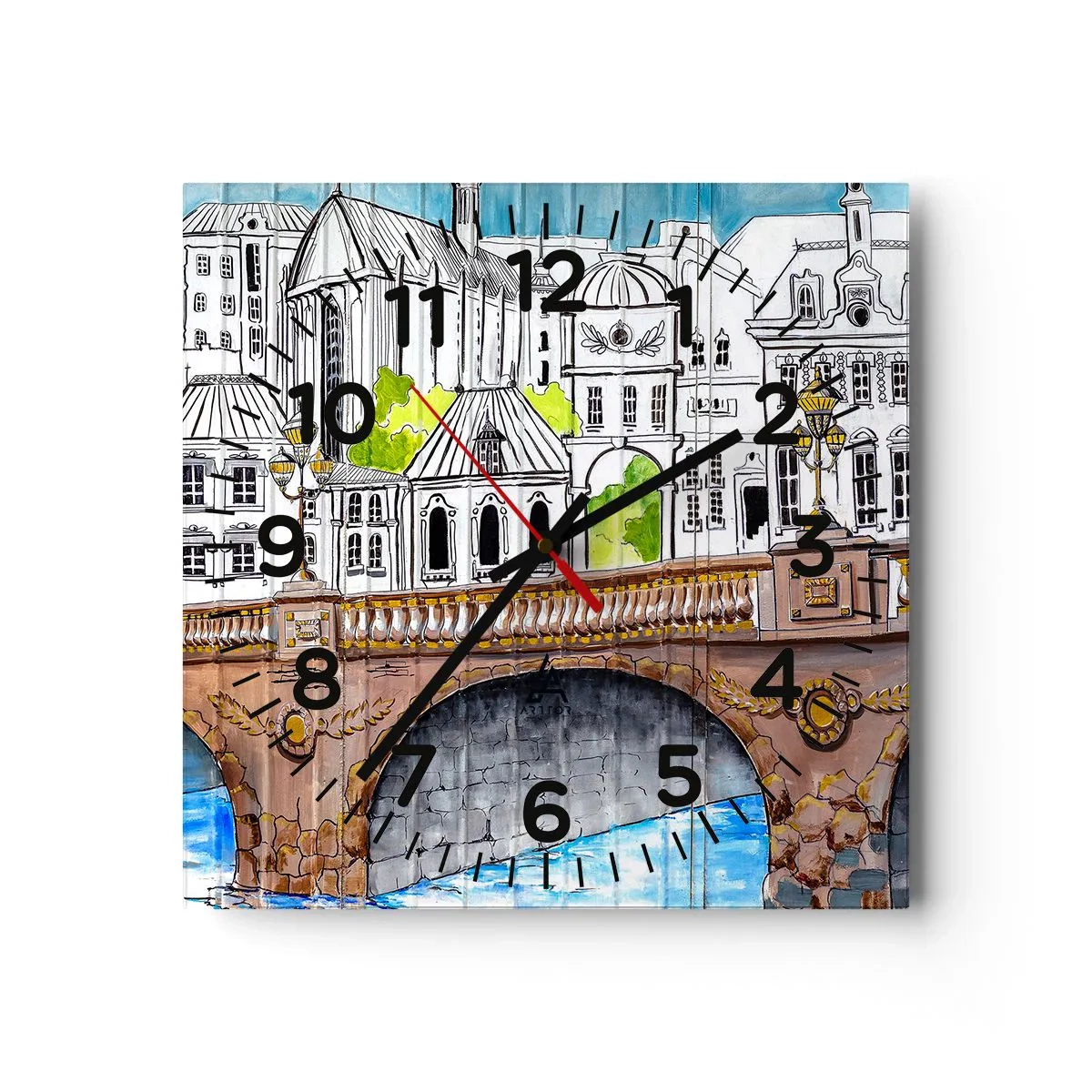 Wall clock - Clock on glass - City Pretty as a Picture - 40x40 cm