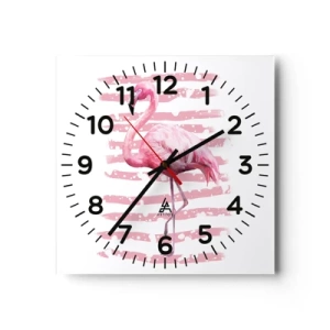 Wall clock - Clock on glass - With Dignity but in Pink - 30x30 cm