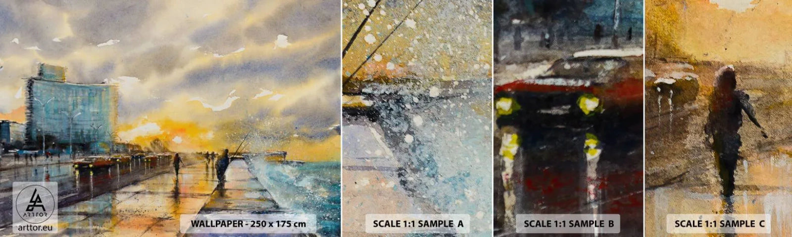 Photo Wallpaper Sample Standard Eco - Life On the Coast - Landscape, Piece, Sunset - 100x30 cm