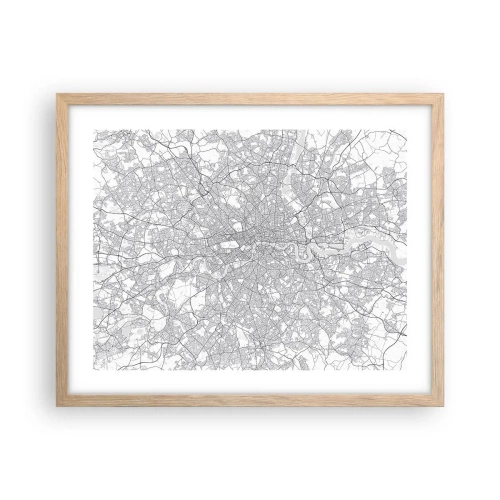 Poster in light oak frame - Map of London Maze - 50x40 cm