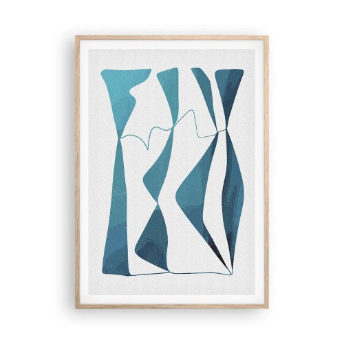 Poster in light oak frame - Abstract: Turquoise Relation - 70x100 cm