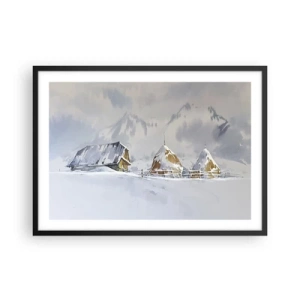 Poster in black frame - In a Snowy Valley - 70x50 cm