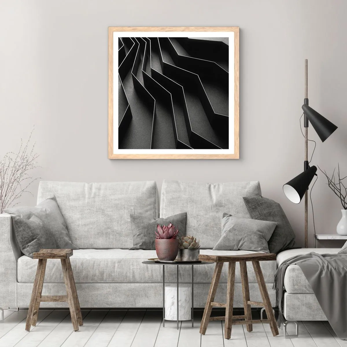 Poster in light oak frame - Spacial Order - 30x30 cm